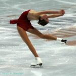 Figure skater in maroon