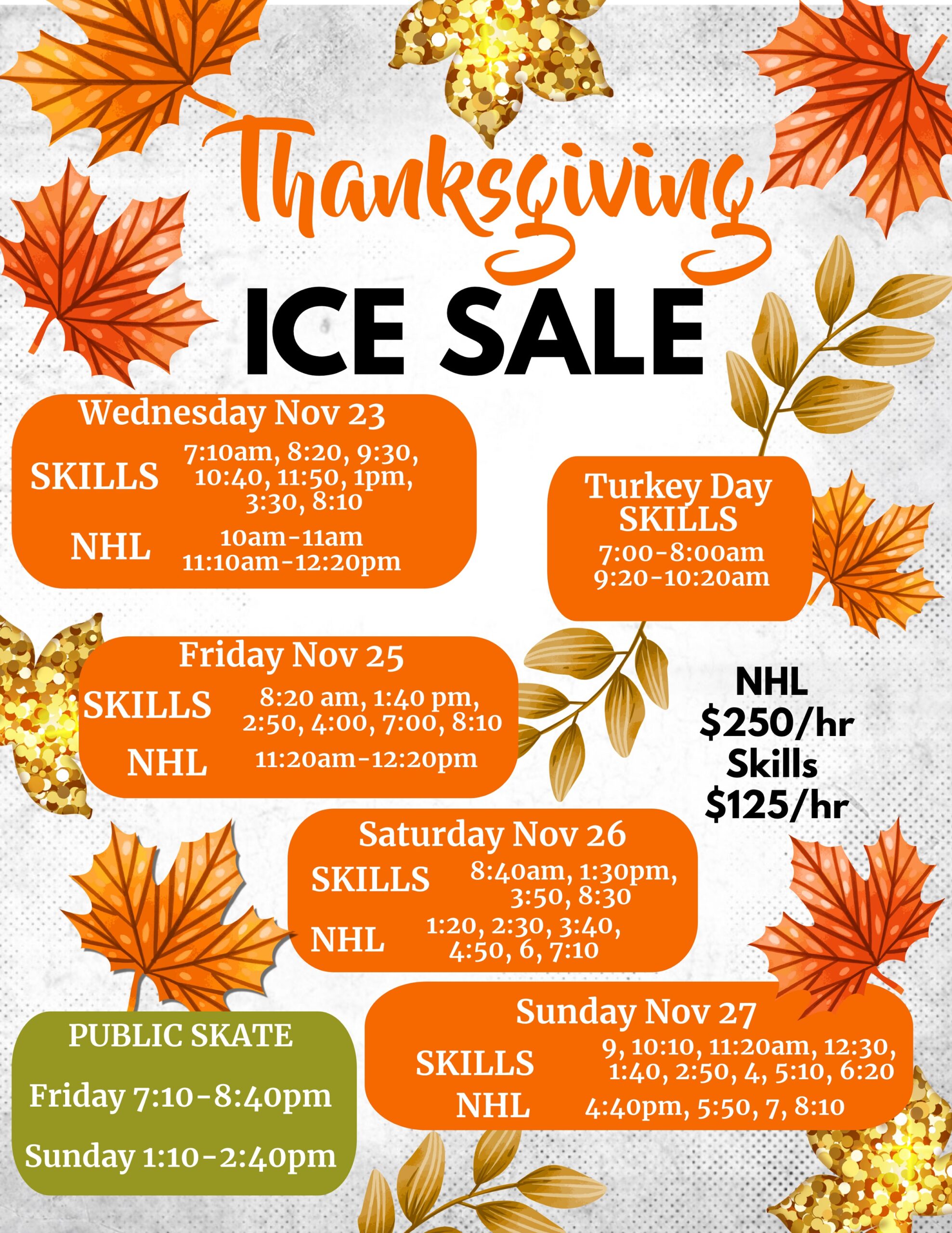 thanksgiving ice sale