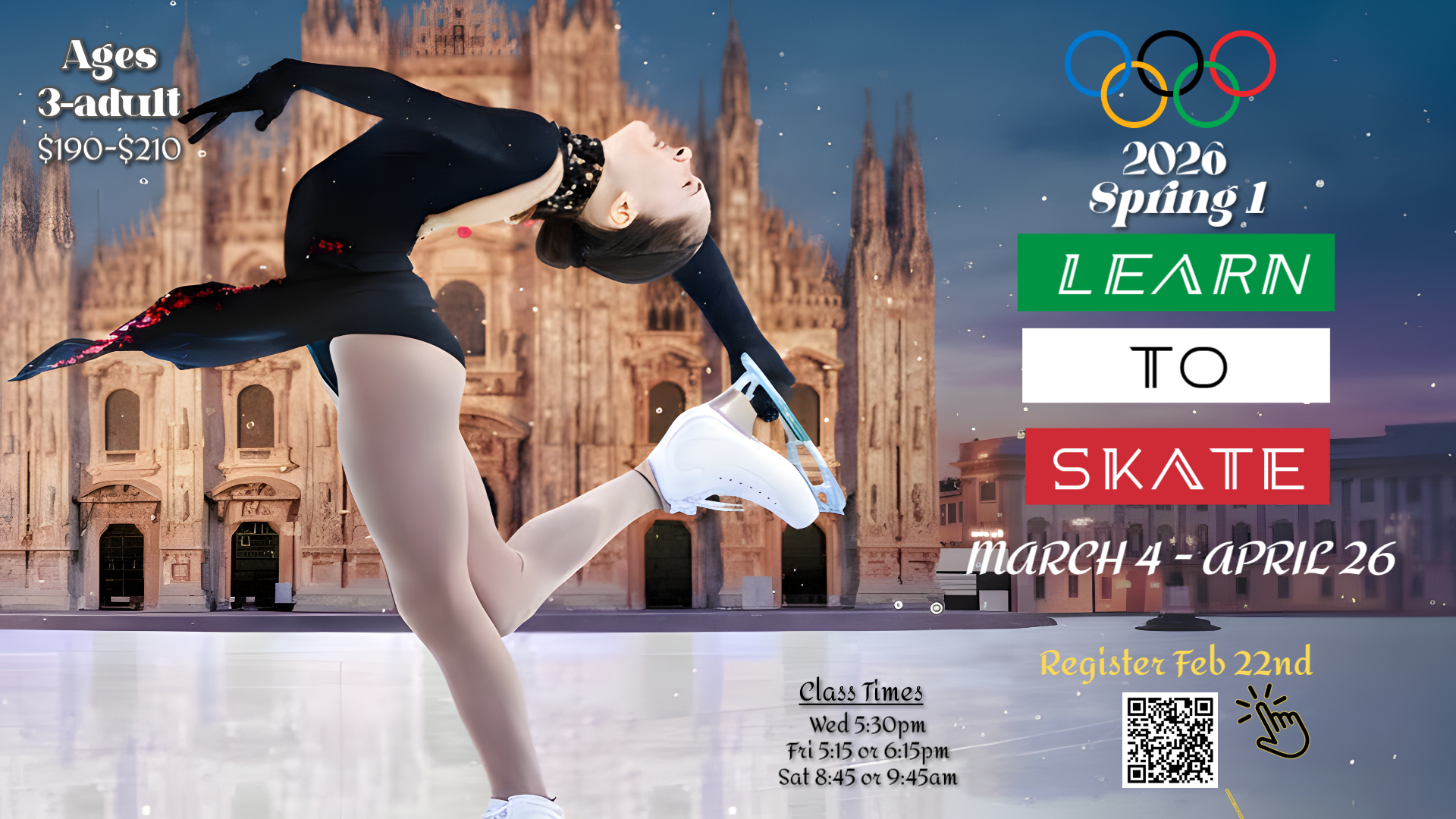 SPRING 1 LEARN TO SKATE REGISTRATION OPENS FEB 22