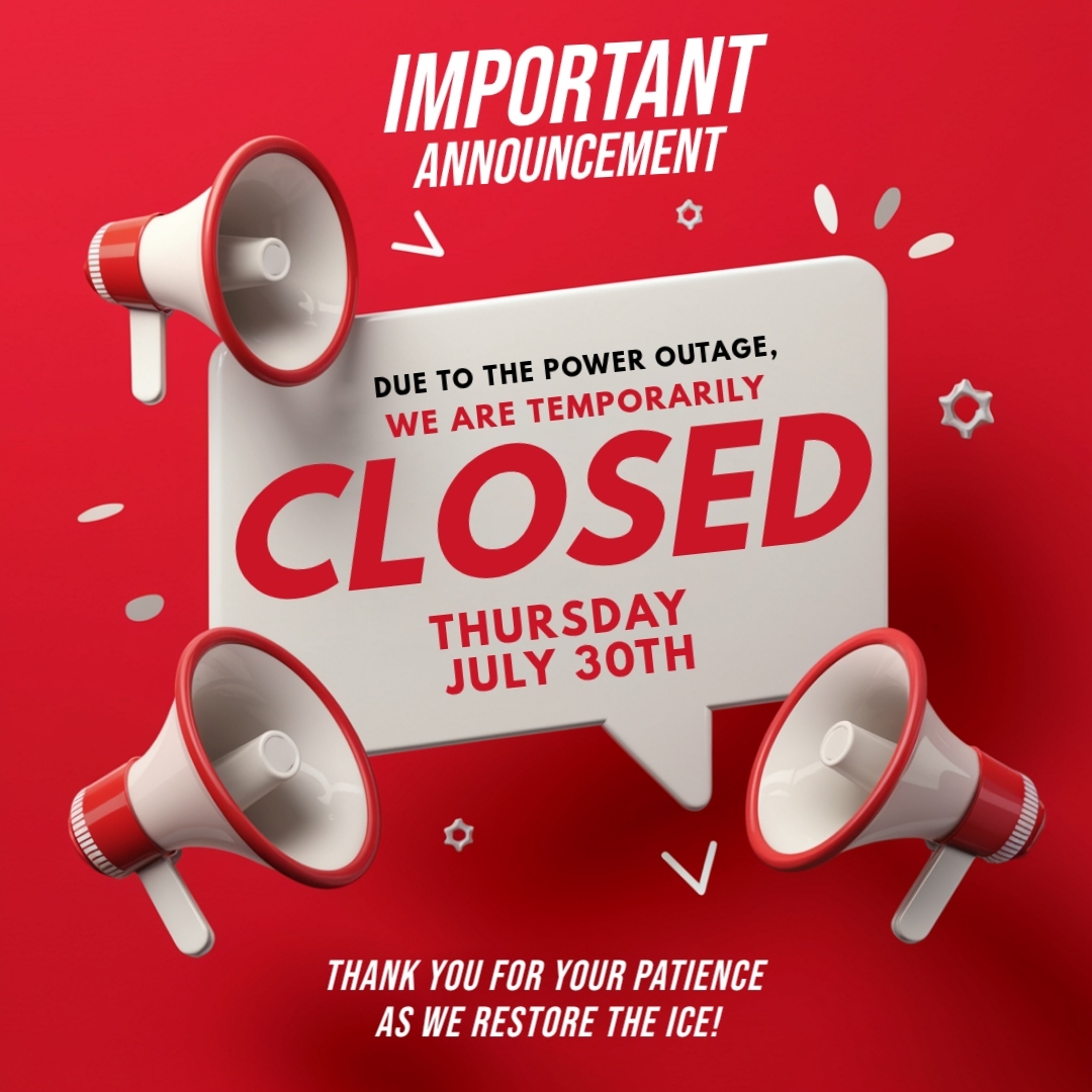 WE WILL BE CLOSED THURSDAY 7/30 AS WE REBUILD THE ICE LOST FROM THE POWER OUTAGE